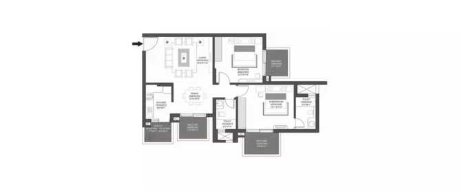 Godrej Summit Sector 104 Gurgaon - Floor plan 2 BHK 730 Sq.ft