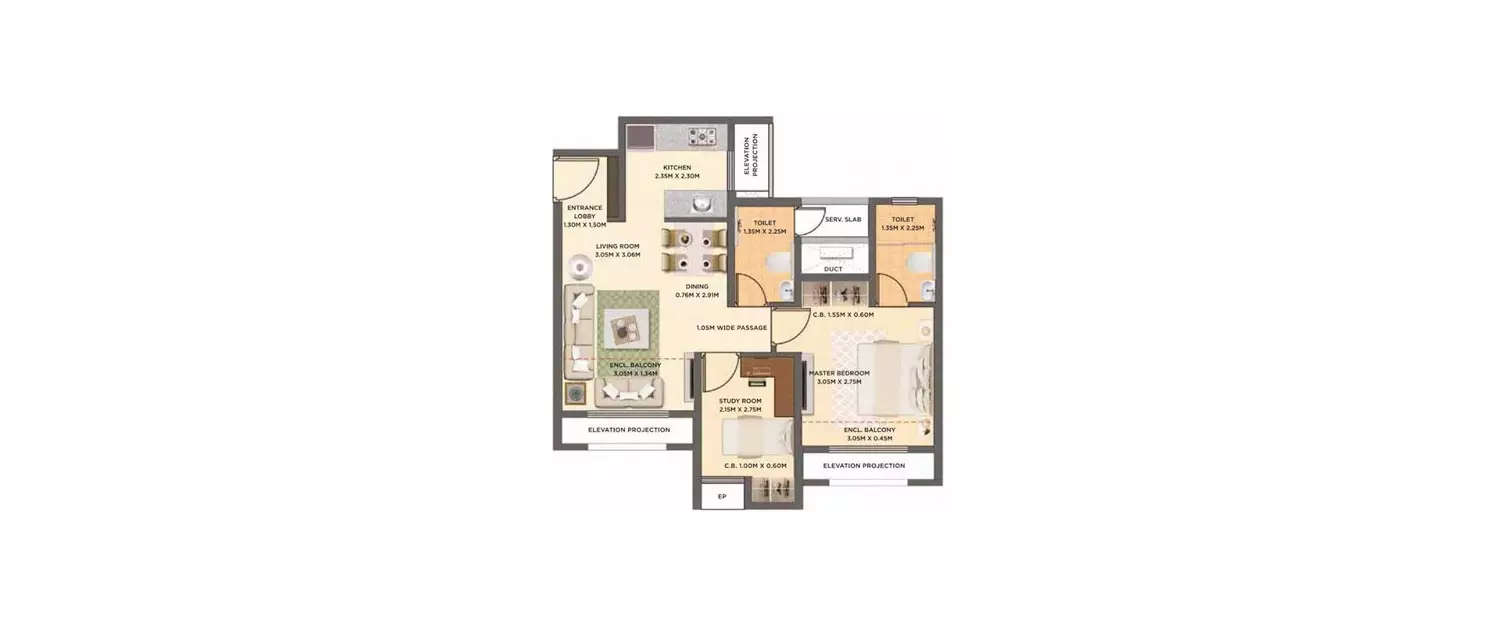 2 BHK Apartment 666 Sq.ft
