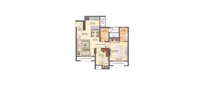 Dosti Golden Gate Wadala - Floor plan 2 BHK 666 Sq.ft