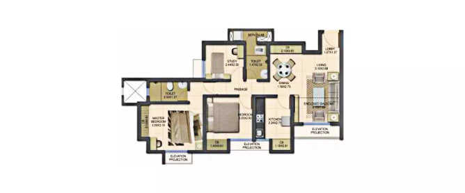 Dosti Infinia Wadala - Floor plan 2 BHK 699 Sq.ft
