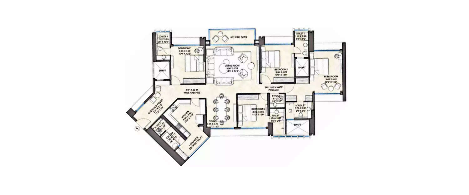 Floor plan for 4 BHK