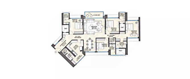 Wadhwa 25 South Prabhadevi - Floor plan 4 BHK 2496 Sq.ft
