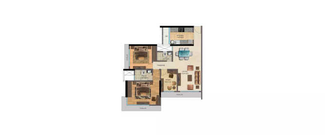 Wadhwa Anmol Fortune Goregaon - Floor plan 2 BHK 710 Sq.ft