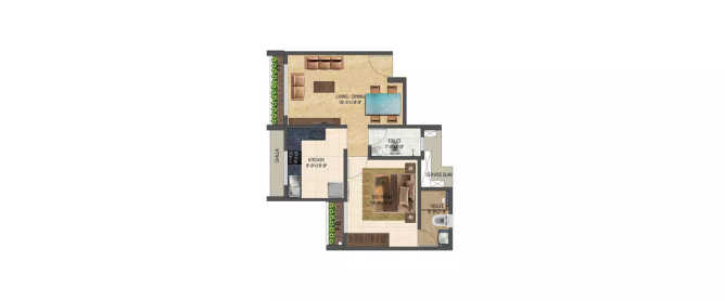 Wadhwa Rhodesia Bhiwandi - Floor plan 1 BHK 710 Sq.ft