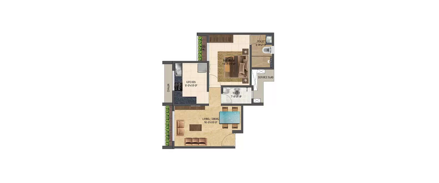 1 BHK Apartment 446 Sq.ft