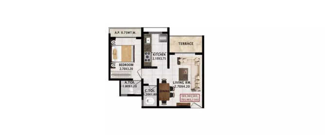 Marathon Nagari NX Badlapur - Floor plan 1 BHK 417 Sq.ft