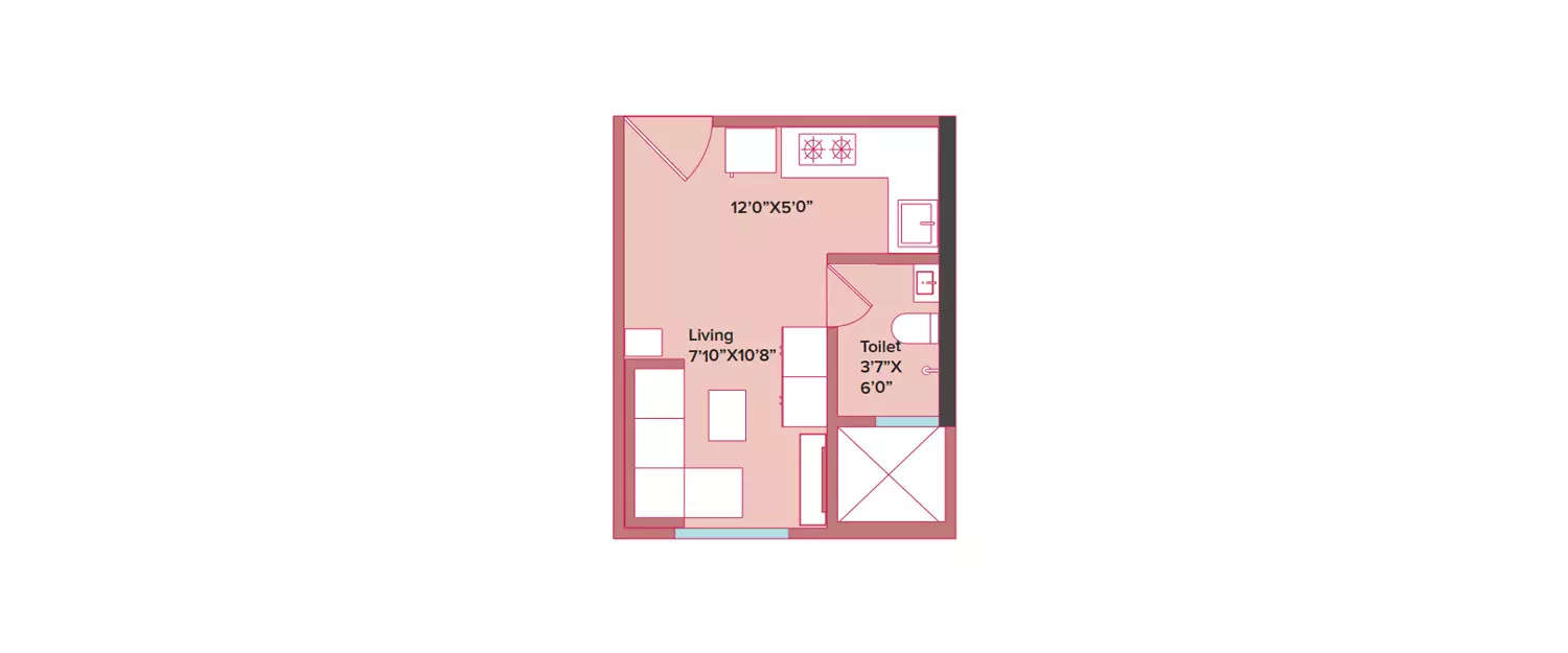 Studio Apartment 173 Sq.ft