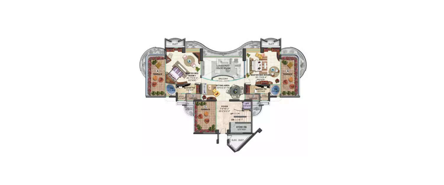 Floor plan for 2 BHK
