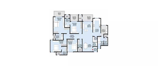 L & T Raintree Boulevard Hebbal - Floor plan 4 BHK 2500 Sq.ft
