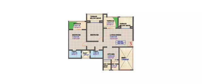 Regency Classic Baner - Floor plan 2 BHK 1145 Sq.ft