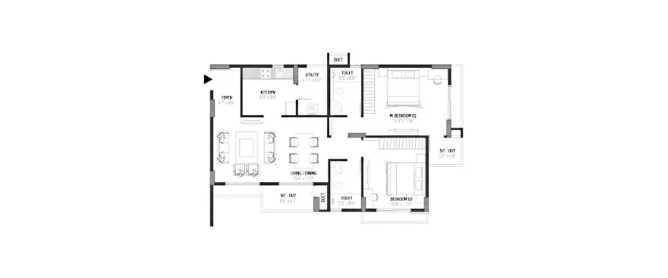 Orchid Lakeview Bellandur - Floor plan 2 BHK 1252 Sq.ft