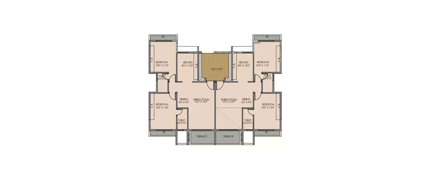 Floor plan for 2 BHK