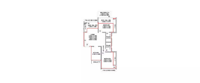 Satyam Bellagio Sanpada - Floor plan 2 BHK 486 Sq.ft
