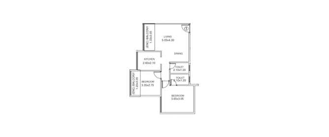 Satyam Imperia Taloja - Floor plan 2 BHK 517 Sq.ft