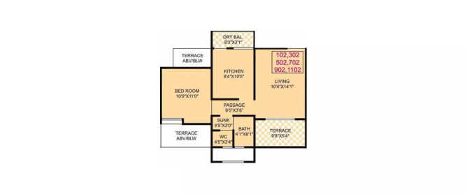 Satyam Oasis Taloja - Floor plan 1 BHK 326 Sq.ft