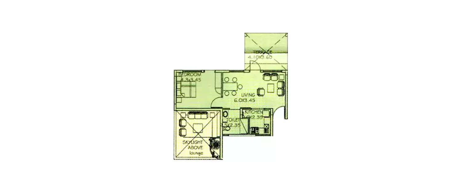 Floor plan for 1 BHK