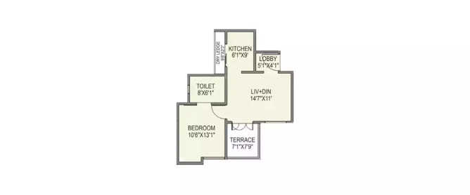 Paranjape Schemes Athashri Baner - Floor plan 1 BHK 505 Sq.ft