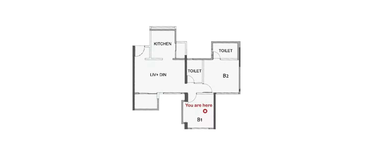 Floor plan for 1 BHK