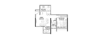 Paranjape Trident Towers, 1 BHK-600 Sq.ft