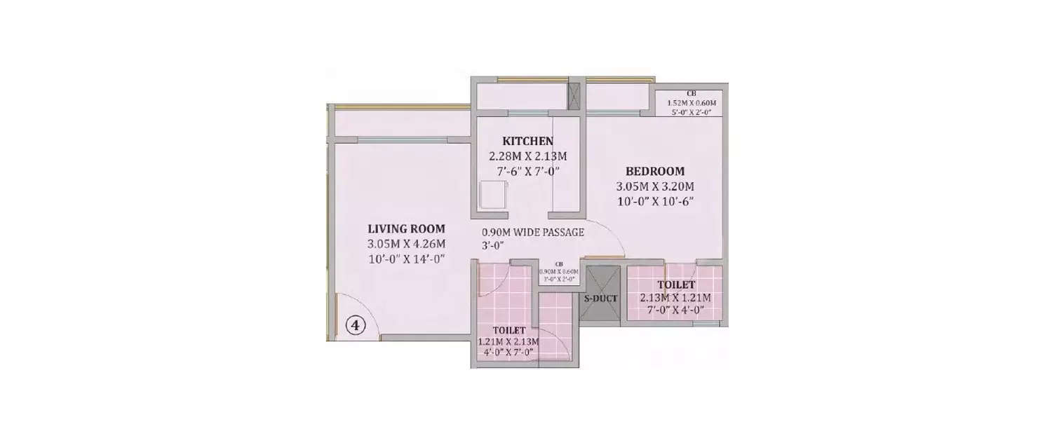 1 BHK Apartment 424 Sq.ft