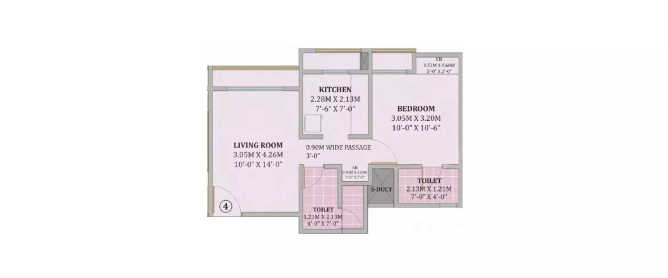 Puraniks Aarambh Ghodbunder Road - Floor plan 1 BHK 424 Sq.ft