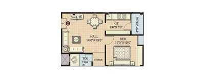 Puraniks Magnificent Bali, 1 BHK-341 Sq.ft