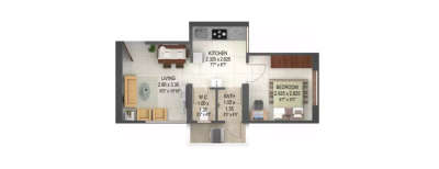 Puraniks Unicorn, 1 BHK-313 Sq.ft