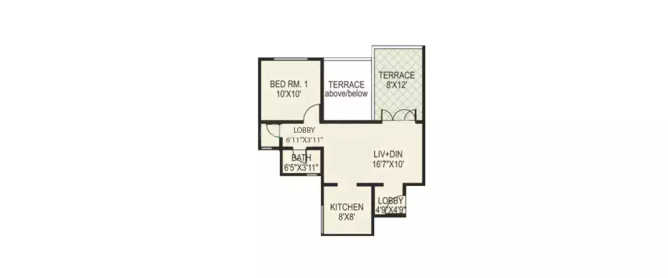Paranjape Schemes Madhukosh Vadgaon Budruk - Floor plan 1 BHK 708 Sq.ft