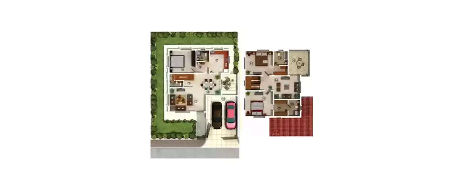 Floor plan for 3 BHK