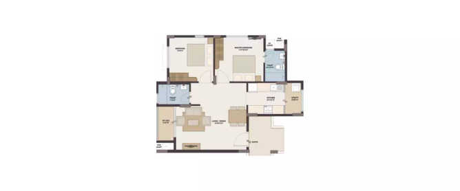 Provident Vriksha Herohalli - Floor plan 2 BHK 884 Sq.ft