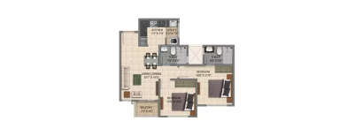 Provident Parkwoods, 2 BHK-610 Sq.ft
