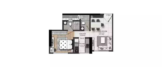 GHP Dream Of Powai Powai - Floor plan 1 BHK 458 Sq.ft