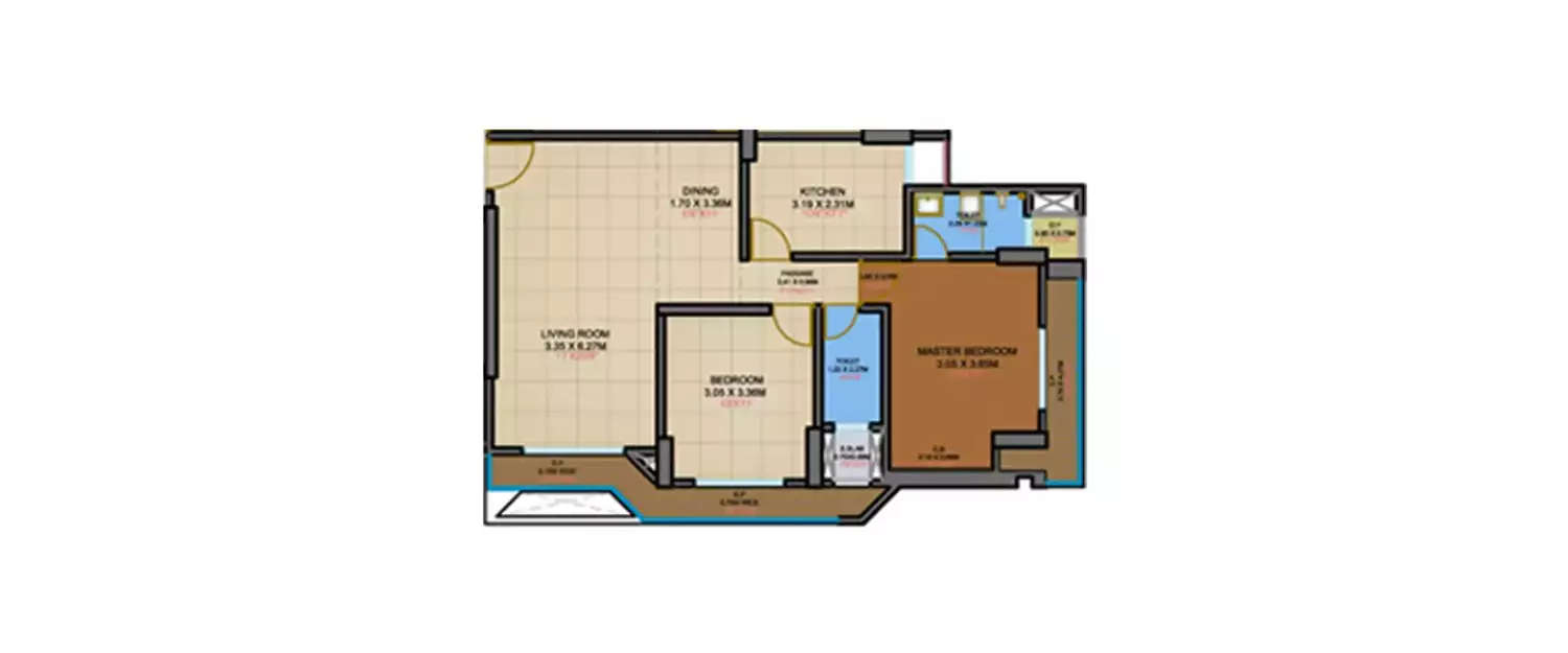 Floor plan for 2 BHK