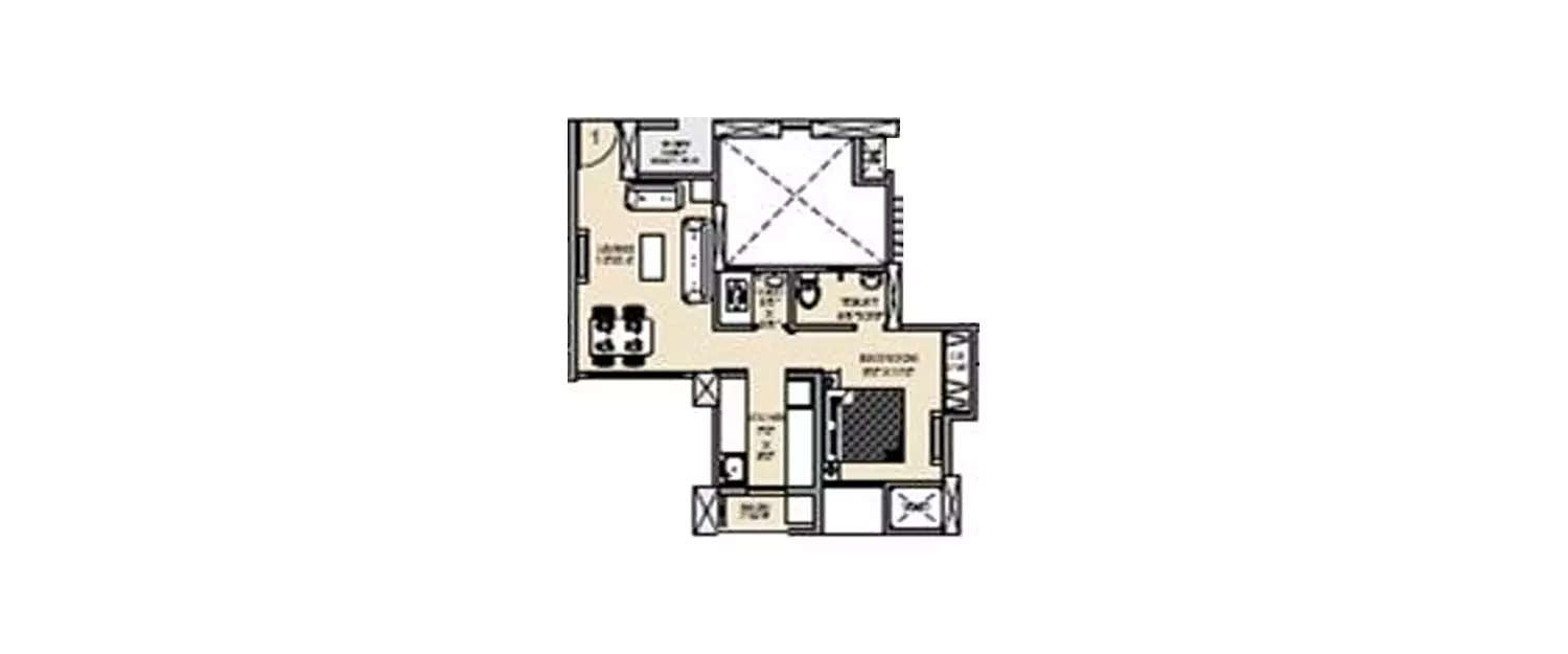 Floor plan for 1 BHK