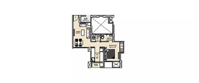 Hubtown Greenwoods Pokhran Road 1 - Floor plan 1 BHK 355 Sq.ft