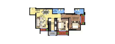 Hubtown Hillcrest, 2 BHK-858 Sq.ft