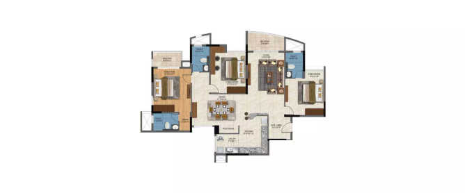 Sattva Aqua Vista Begur - Floor plan 3 BHK 1976 Sq.ft