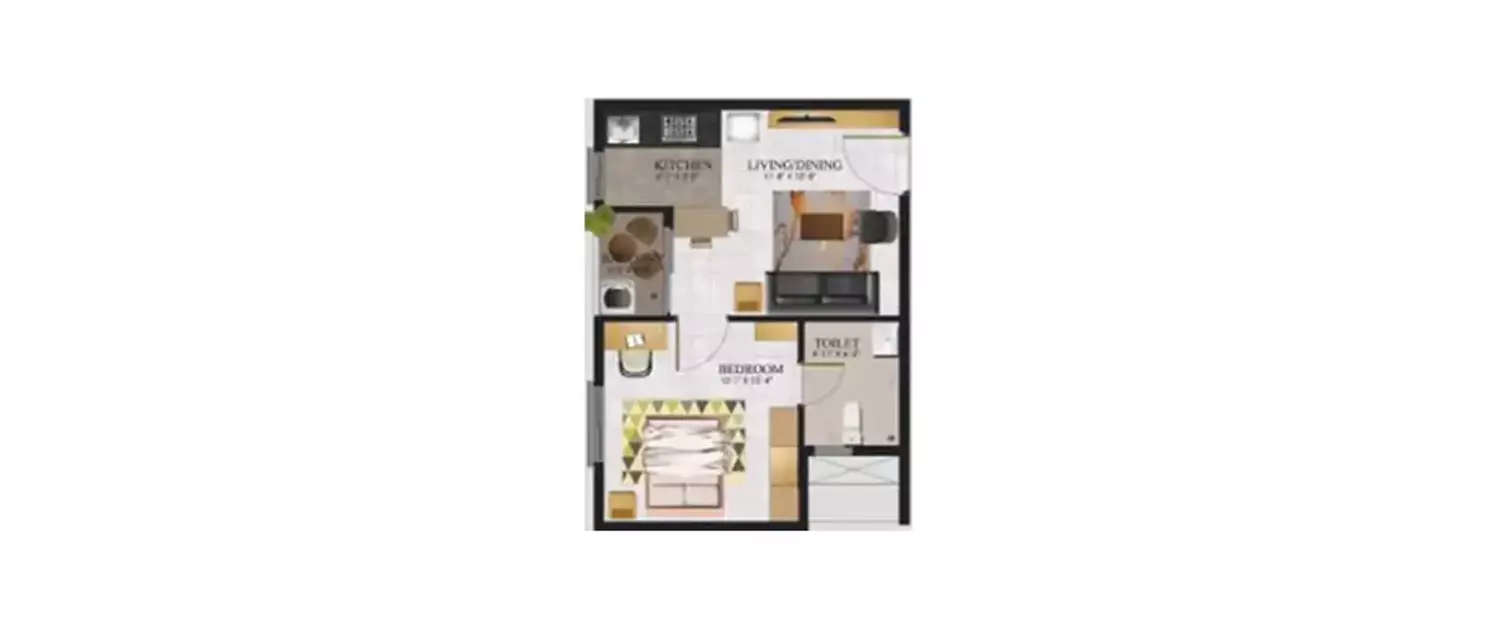Floor plan for 1 BHK