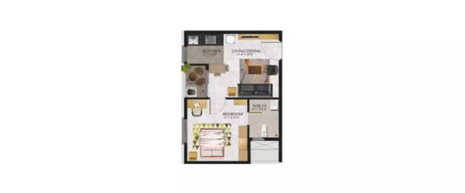 Alliance Jasmine Springs Thaiyur - Floor plan 1 BHK 462 Sq.ft
