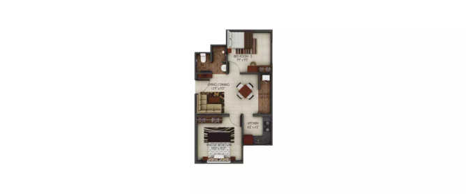 Urbanrise Codename Independence Day Padur - Floor plan 2 BHK 649 Sq.ft