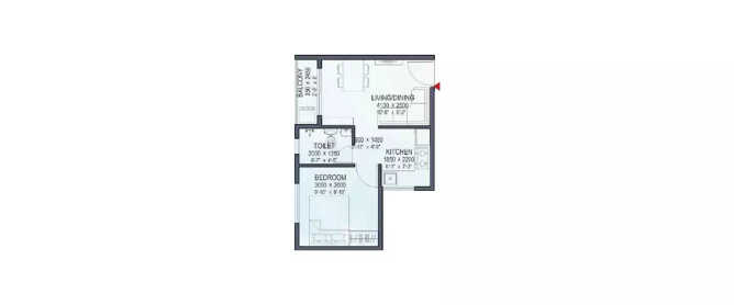 Sowparnika Indradhanush Hoskote - Floor plan 1 BHK 519 Sq.ft