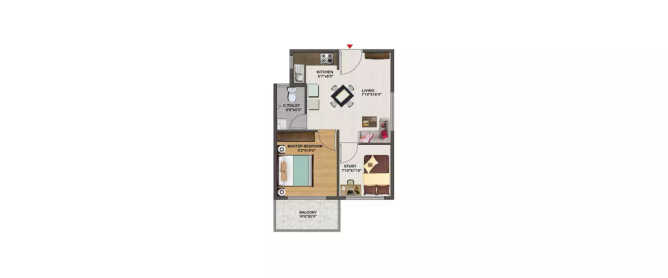 Sowparnika Indraprastha Whitefield - Floor plan 1.5 BHK 636 Sq.ft
