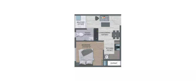 Sowparnika Flamenco Sarjapura - Floor plan 1 BHK 425 Sq.ft