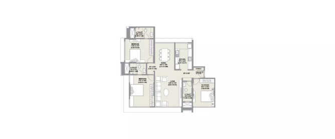 Chandak 49 Ideal Juhu - Floor plan 3 BHK 1110 Sq.ft