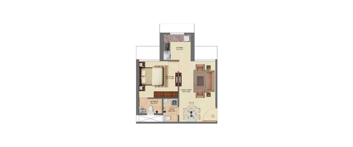 Floor plan for 1 BHK