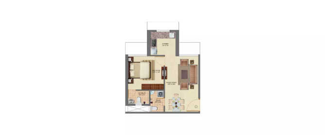 Chandak Codename Stella Goregaon - Floor plan 1 BHK 391 Sq.ft
