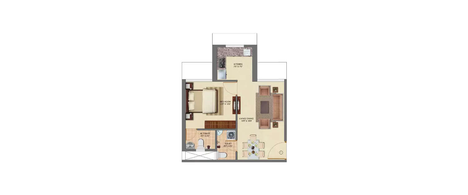 Floor plan for 1 BHK