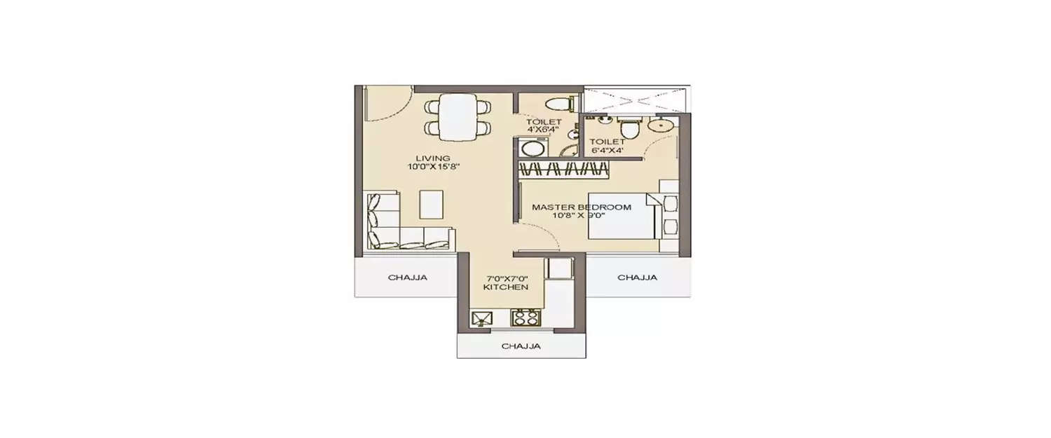 Floor plan for 1 BHK