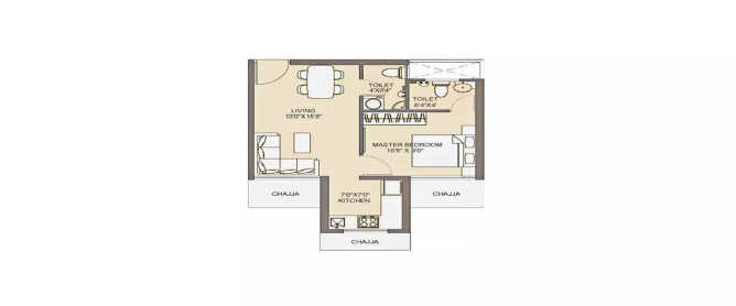 Chandak Next Borivali - Floor plan 1 BHK 368 Sq.ft