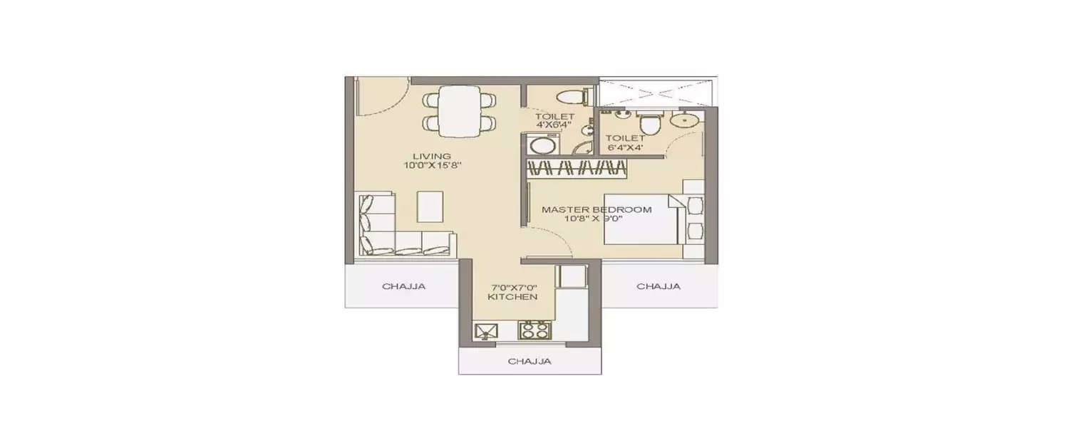 Floor plan for 1 BHK